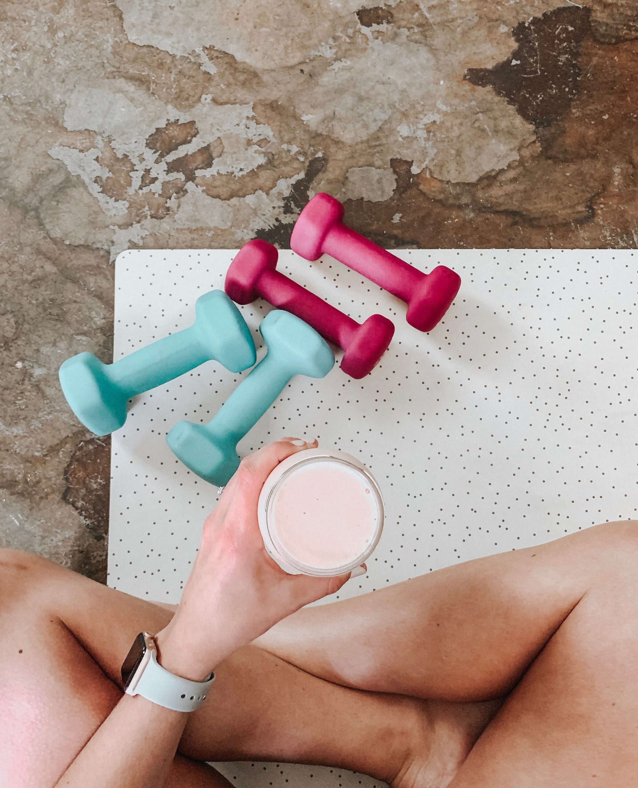 workout from home with dumbbells